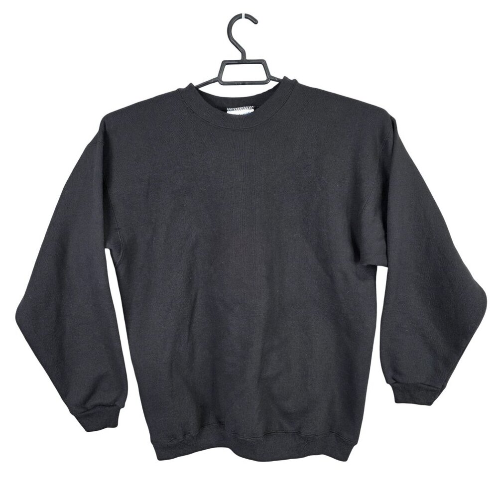 Mens Vintage Hanes Black Heavyweight Sweatshirt Long Sleeve Cotton Blend Size L